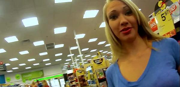  Stunning blonde pornstars pick up random guys in the store